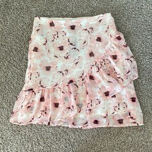 Express Light Pink Floral Layered Ruffles Skirt